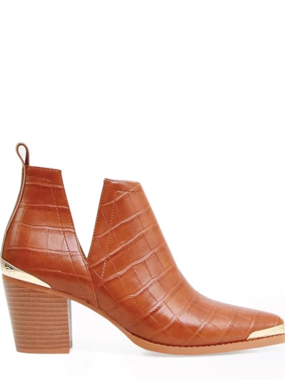 Belle & Bloom Austin Croc Ankle Boots Camel Size 8